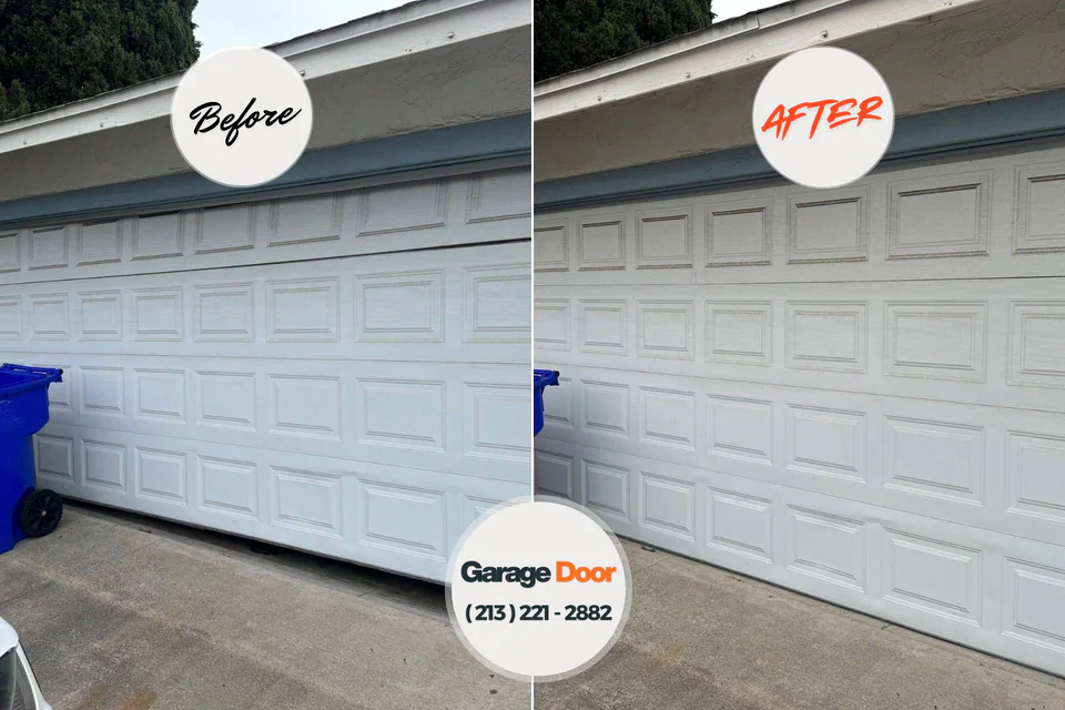 Before and after: garage door repair Grace, ID